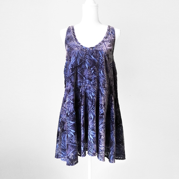 free people fairycore romantic fairy fantasy mini tunic dress blue floral velvet - Picture 9 of 9